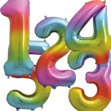 Rainbow Number Shaped Helium Balloons