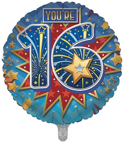 16th Boy Firework Helium Balloon