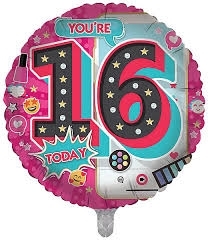 16th Girl Cerise Helium Balloon