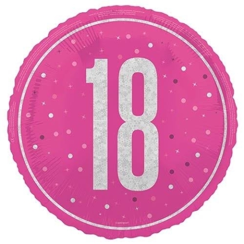 18th Cerise Glitz Helium Balloon