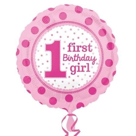 1st Birthday Girl Helium Balloon