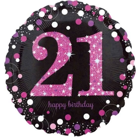 21st Birthday Cerise Confetti Helium Balloon