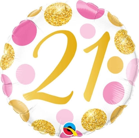 21st Pink Spots Helium Balloon