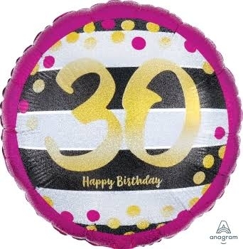 30th Birthday Stripes Pink