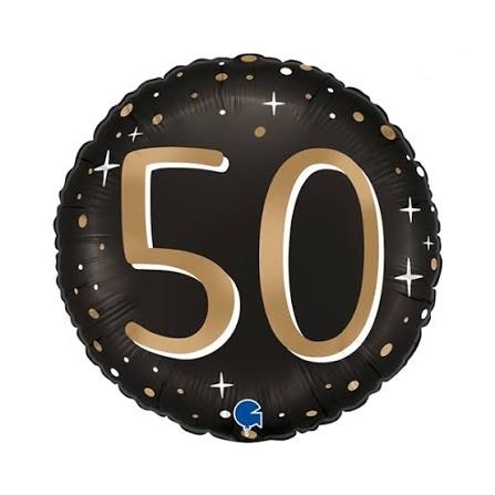 50th Black & Gold Helium Balloon