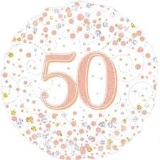 50th Rose Gold Confetti Helium Balloon