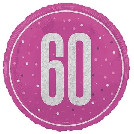 60th Cerise Helium Balloon