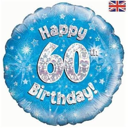 60th Birthday Blue Helium Balloon