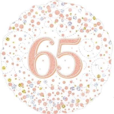 65th Rose Gold Confetti Helium Balloon