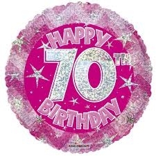 70th Cerise Sparkle Helium Balloon