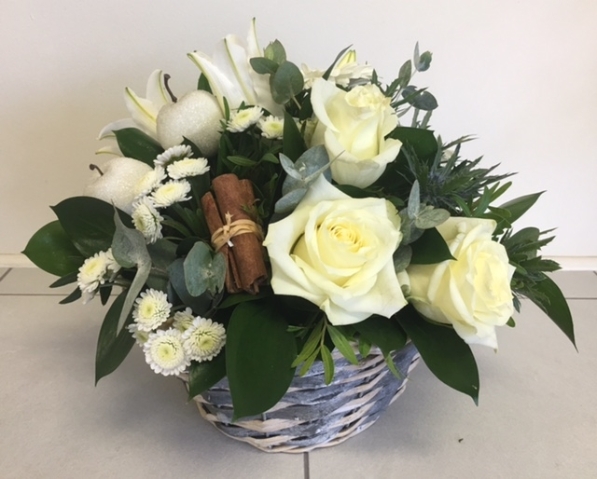 A White Christmas Basket Arrangement
