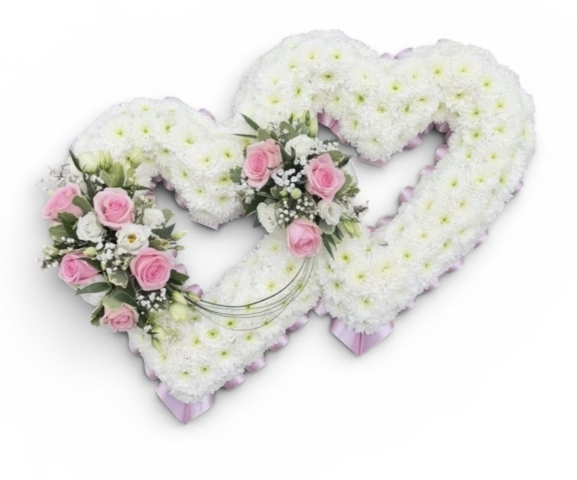 Baby Pink Double Open Heart Funeral Tribute