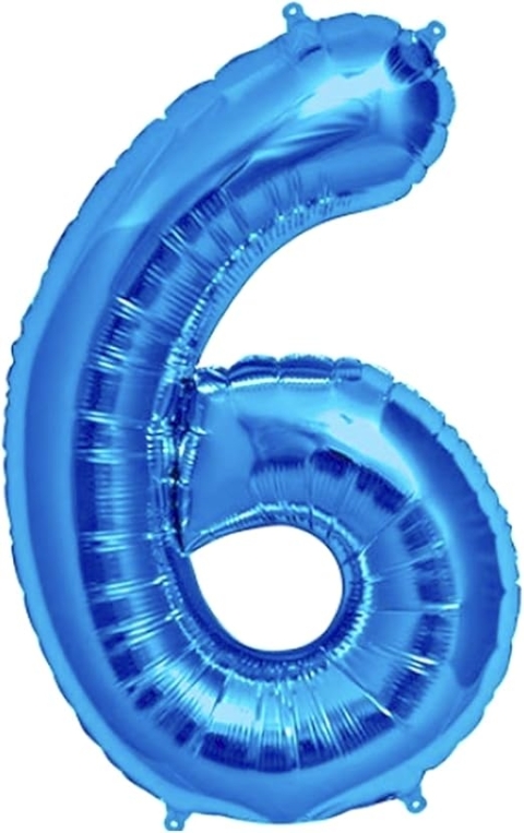 Blue Number 6 Shaped Helium Balloon
