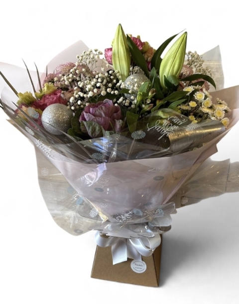 Christmas Florist Choice Pinks Handtied