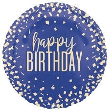 Happy Birthday Blue Confetti Helium Balloon