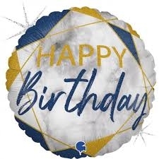 Happy Birthday Blue Marble Helium Balloon
