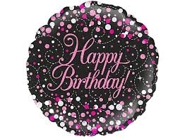 Happy Birthday Sparkling Pink Dots Helium Balloon