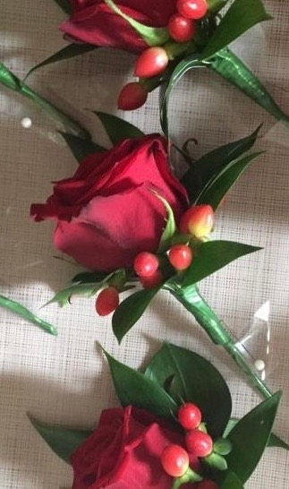 Red Rose & Hypericum Buttonhole