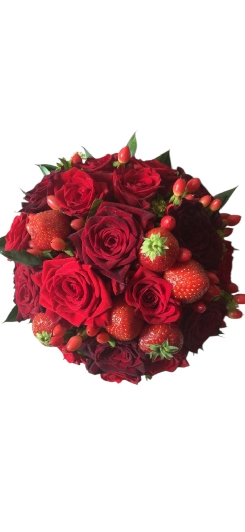 Red Rose & Strawberry Bouquet
