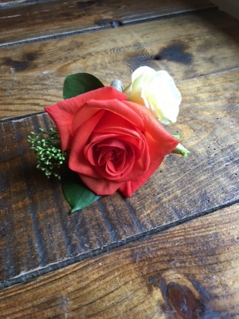 Rustic Orange Rose  Buttonhole