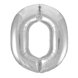 Silver 0 Shaped Number Balloon