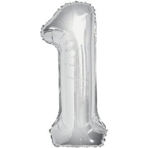 Silver 1 Shaped Number Balloon