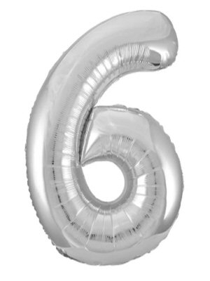 Silver 6 Shaped Number Balloon