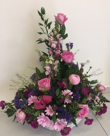 Striking Purple & Pink Basket Arrangement