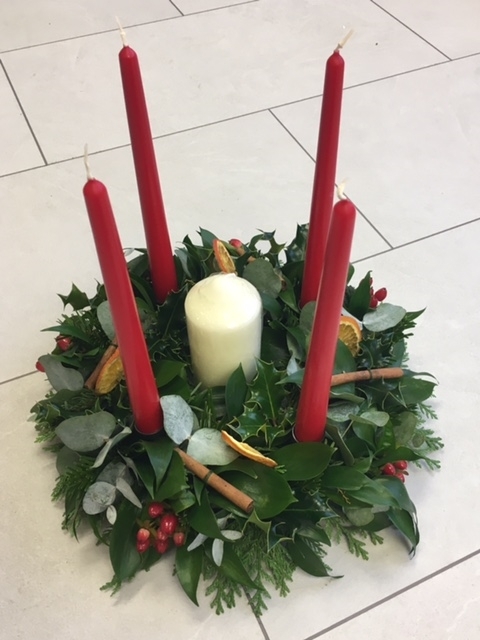 Traditional Candle Wreath Arrangement