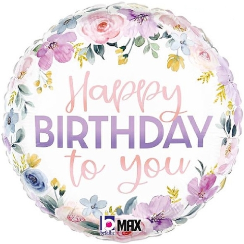 Watercolour Happy Birthday Helium Balloon