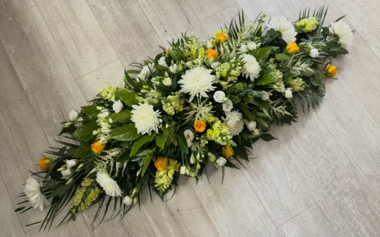 Yellow & White Coffin Spray